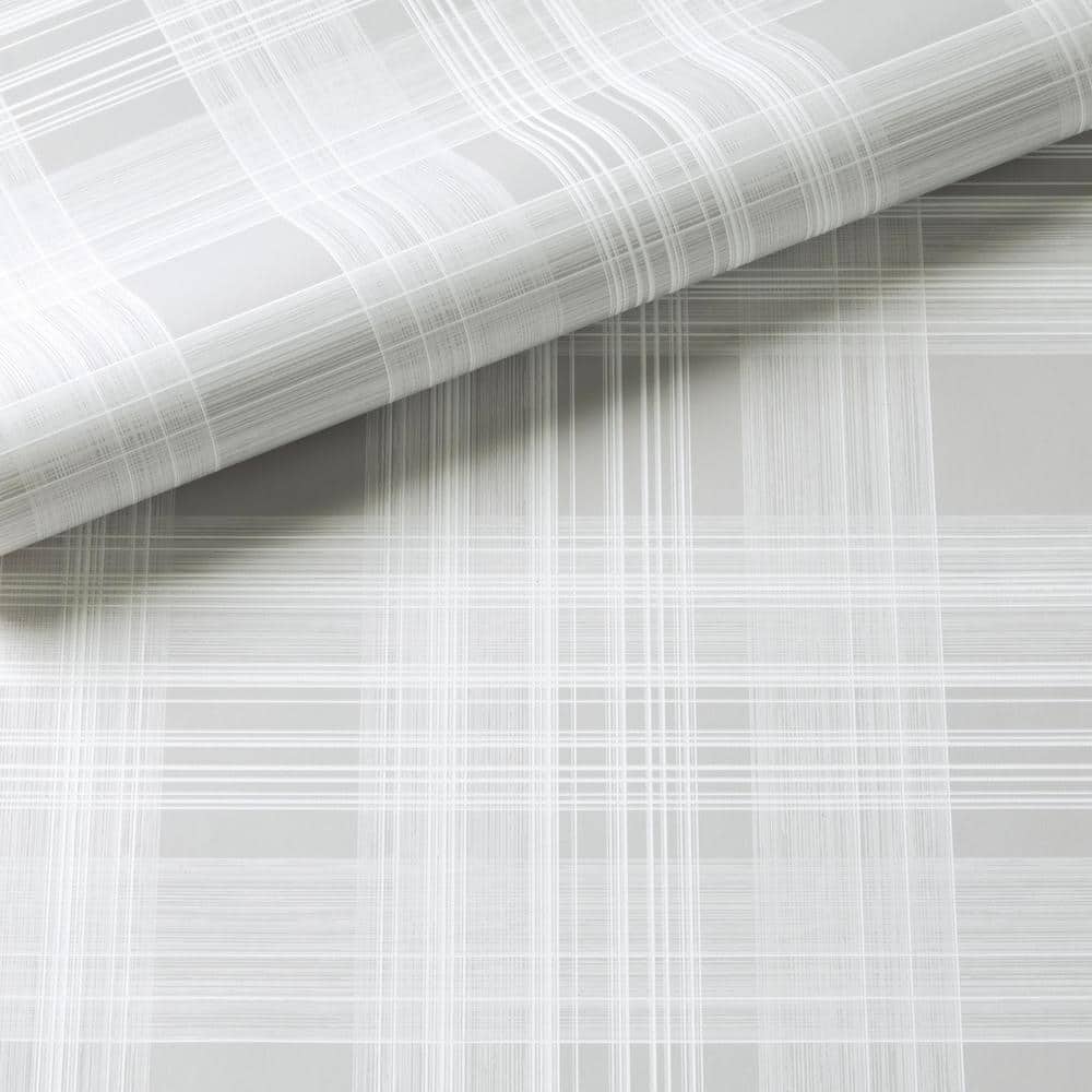 Harbor Grey Plaid Peel and Stick Vinyl Wallpaper