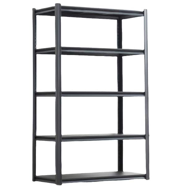 Tileon 5 Tier Heavy Duty Metal Storage Shelves with Adjustable Shelf for Basements, Garages and Kitchen, Easy to Assemble-Black
