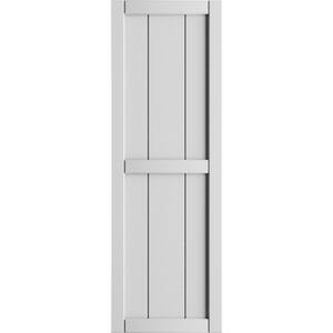 10-3/4 in. x 91 in. True Fit PVC 2-Board Framed Board and Batten Shutters in Unfinished (Per Pair)