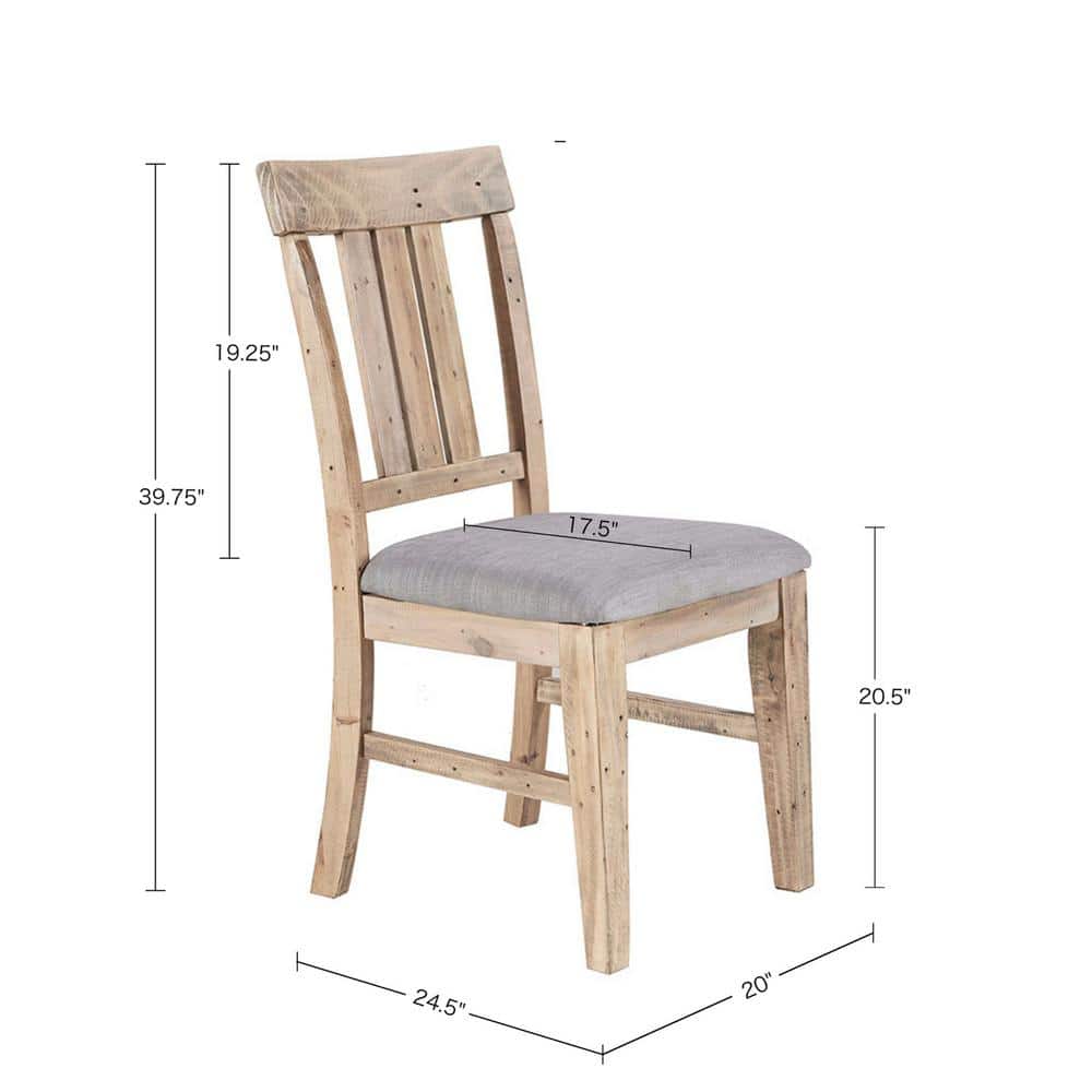 Natural Wood and Grey Upholstered High Side Chair