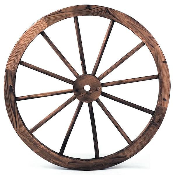 Set of 2 30 in. Decorative Wooden Wagon Wheel for Farmhouse Wall and Garden Decor