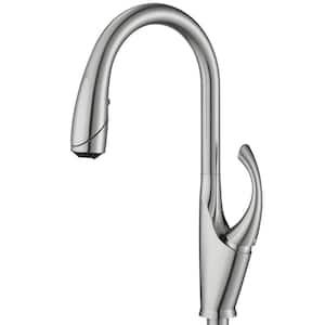 Linkin Single-Handle Pull-Down Sprayer Kitchen Faucet with Three Function Sprayhead in Brushed Nickel