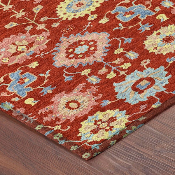 Chantille Machine Washable Indoor/Outdoor Abstract ACN2610 Red 5 ft. x 7 ft. 6 in. Area Rug