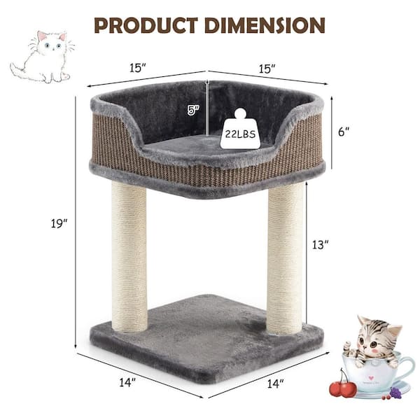 ANGELES HOME Gray Multi Level Cat Climbing Tree with Scratching