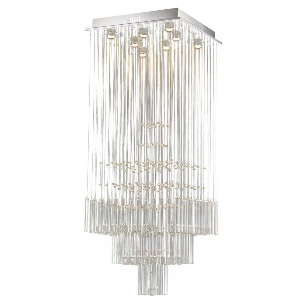 OUKANING 19.68 in. 8-Light Silver Modern Luxury K9 Crystal