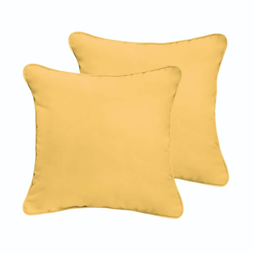 Butter Yellow Outdoor Corded Throw Pillows (2-Pack)