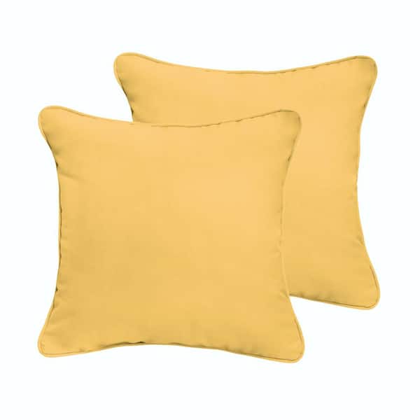 SORRA HOME Sunbrella Sunflower Yellow Outdoor Corded Throw Pillows (2-Pack)