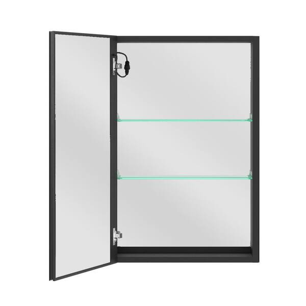 Zeafive 20 in. W x 30 in. H Black Rectangular Tri-view Aluminum 3c 