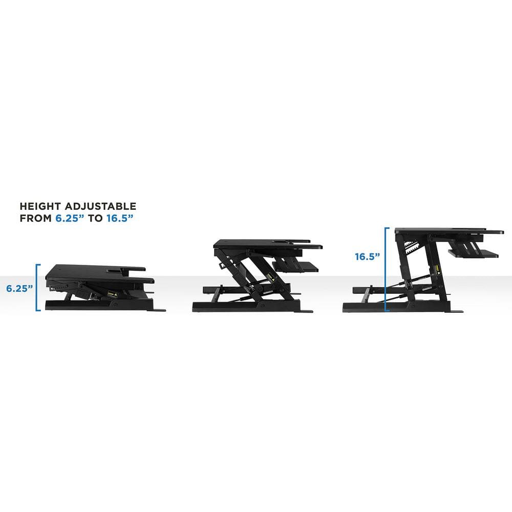 Black Adjustable Standing Desk Converter with Gas Lift