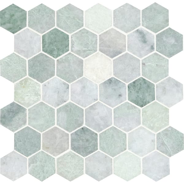 MSI Icelandic Green Hexagon 12 in. x 12 in. Polished Marble Mesh-Mounted Floor and Wall Mosaic Tile (9.8 sq. ft./case)