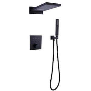 Single Handle 2 Spray Fixed and Handheld Showerheads 1.8GPM with Hand Shower Faucet in Matte Black
