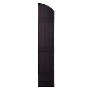 15 in. x 77 in. Polypropylene Plastic Closed Arch Top Board and Batten Shutters Pair in Dark Berry