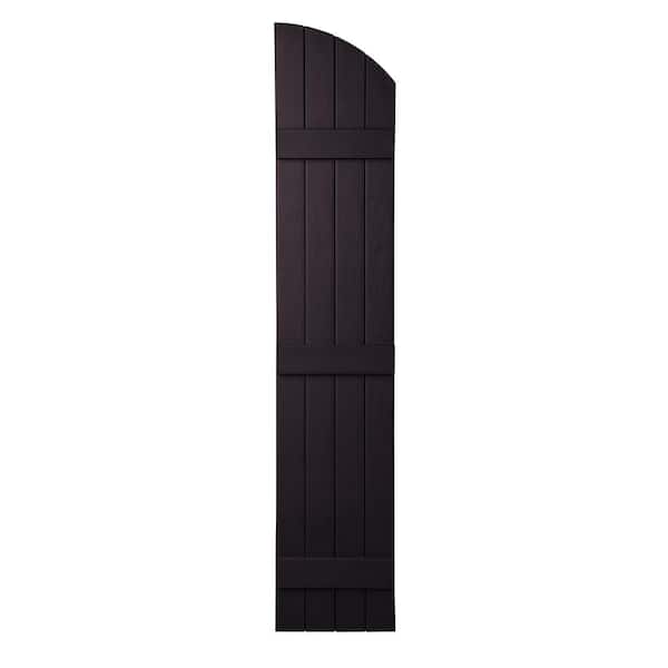 Ply Gem 15 in. x 85 in. Polypropylene Plastic Closed Arch Top Board and Batten Shutters Pair in Dark Berry