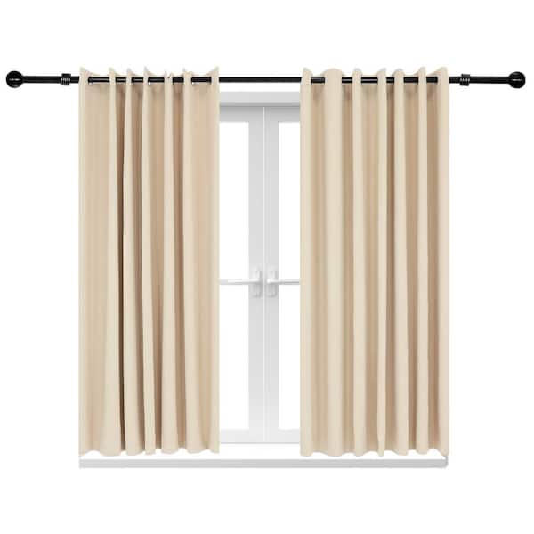 Sunnydaze Decor 2 Indoor/Outdoor Blackout Curtain Panels with Grommet Top - 100 x 84 in (2.54 x 2.13 m) - Beige