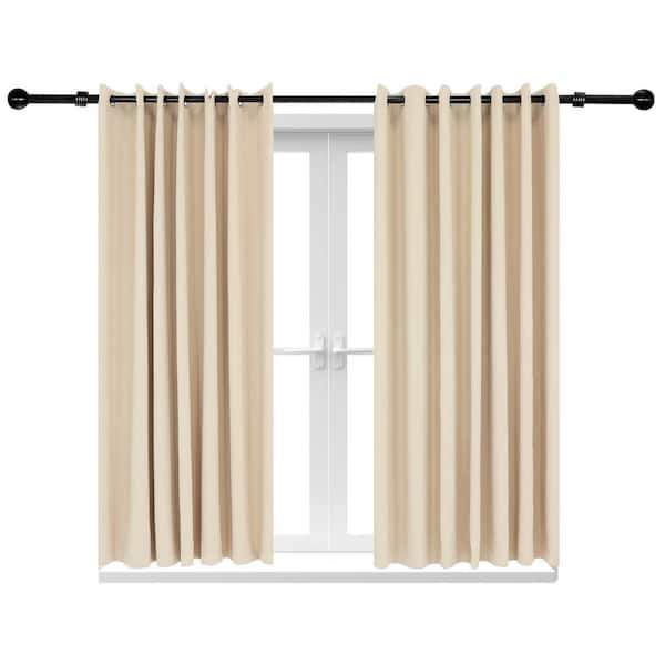 Sunnydaze 2 Indoor/Outdoor Blackout Curtain Panels with Grommet Top - 100 x 84 in (2.54 x 2.13 m) - Beige