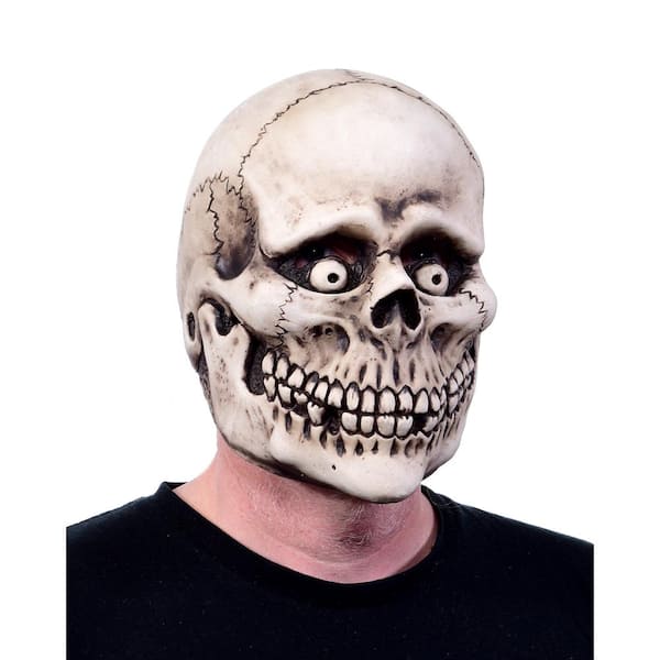 Zagone Studios White Full Over the Head Latex Spooked Skeleton Mask, Adult Halloween Costume, Unisex