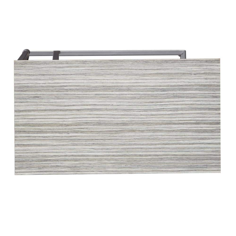 Sleek Gray C-Shaped Metal and Wood Accent Table