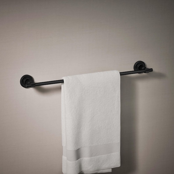 Torrington 24 in. Wall Mounted Single Towel Bar in Matte Black