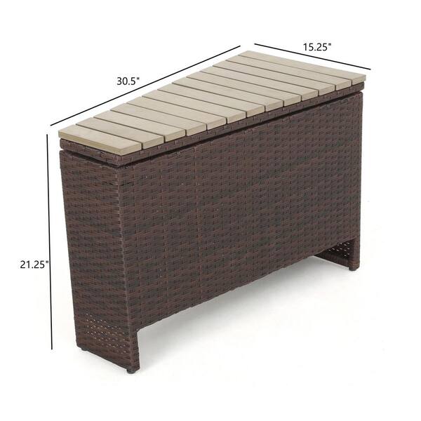 Angel Sar 21.25 in. H Brown Wedge Wicker Outdoor Side Accent