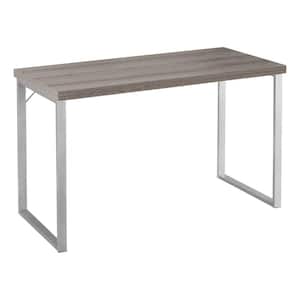 48 in. Rectangular Dark Taupe/Silver Writing Desk with Open Storage