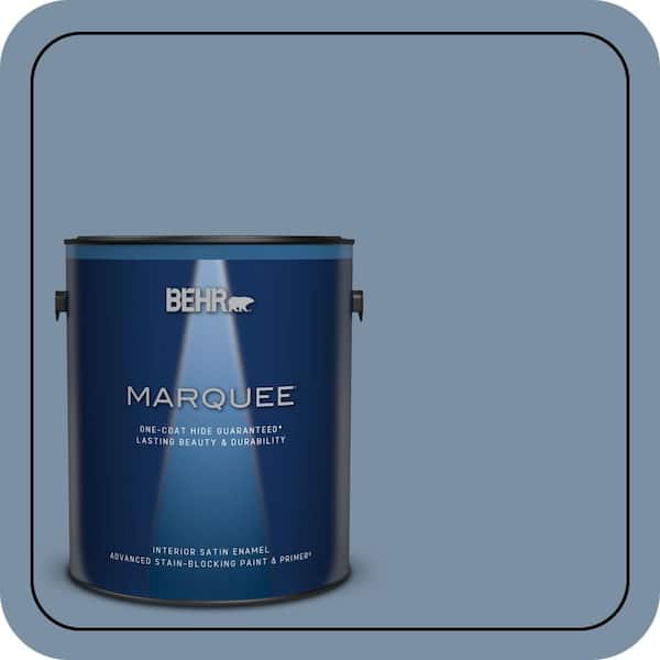 BEHR MARQUEE 1 gal. #S510-4 Jean Jacket Blue One-Coat Hide Satin Enamel Interior Paint & Primer
