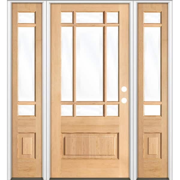 Krosswood Doors 36 in. x 80 in. 3/4 Prairie-Lite Clear Stain Left Hand Hemlock Prehung Front Door Double Sidelite
