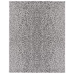 Courtyard Gray/Black 8 ft. x 11 ft. Cheetah Geometric Indoor/Outdoor Area Rug
