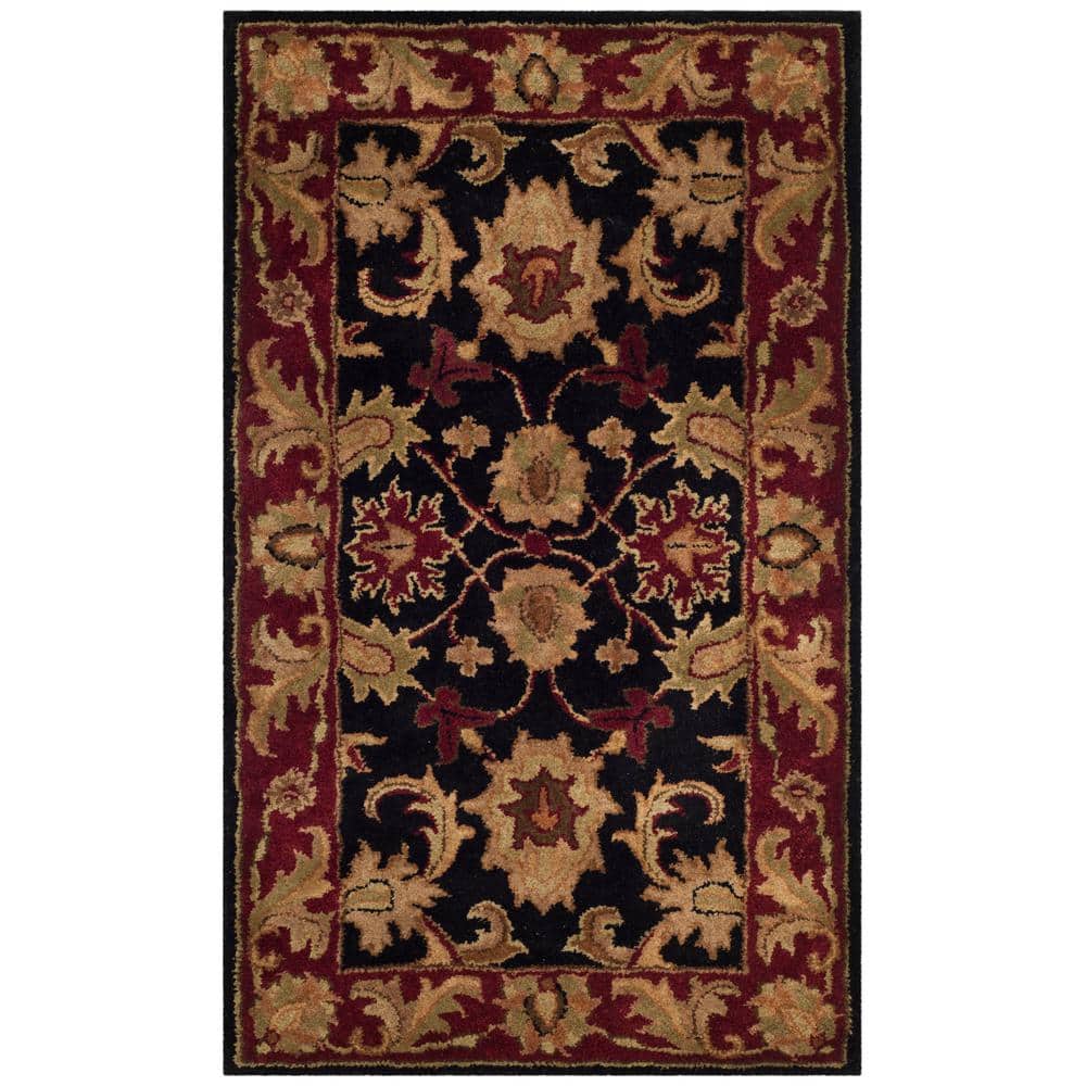 SAFAVIEH Classic Karolina Oriental Wool Area Rug  Black/Burgundy  2  x 3