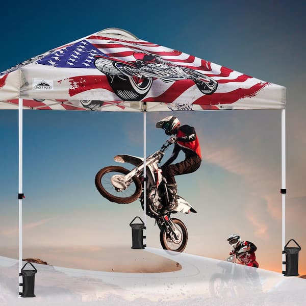 EAGLE PEAK 10 ft. x 10 ft. Pop Up Canopy Tent Instant Outdoor Canopy with 4-Sand Bags