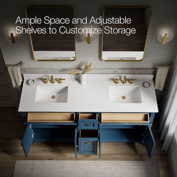 KOHLER Charlemont 74 in. Double Sink Freestanding Tidal Blue Bath
