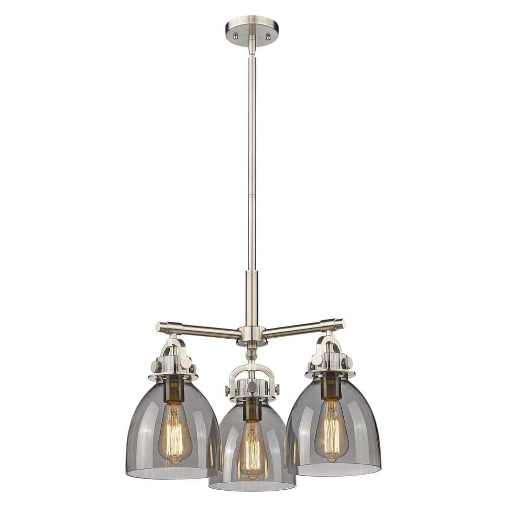 Newton Bell 33-Watt 3-Light Satin Nickel Shaded Pendant Light Tinted Glass Shade price history on PriceWatchPro