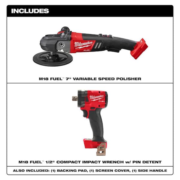 M18 FUEL 18V Lithium-Ion Brushless Cordless 7 in. Variable Speed Polisher w/ 1/2 in. Impact Wrench