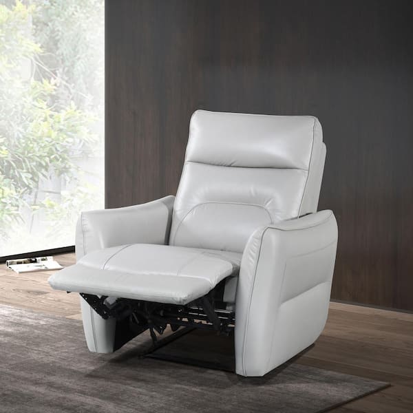 Amanda 38.5 in. Leather Power Recliner in Taupe with Welt Trim Arms