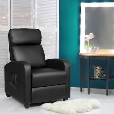 Black Polyurethane Sponge Reclining Massage Chair Ergonomic Adjustable Single Sofa