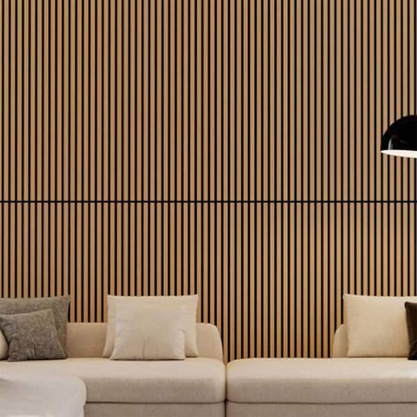 45.27" X 23.62" Wood Panels Modern Wood Slat Acoustic Panels for Wall and Ceiling (2 Panels, White Oak)