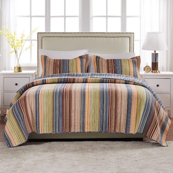 Greenland Home Fashions Katy 3-Piece Multicolored King Quilt Set