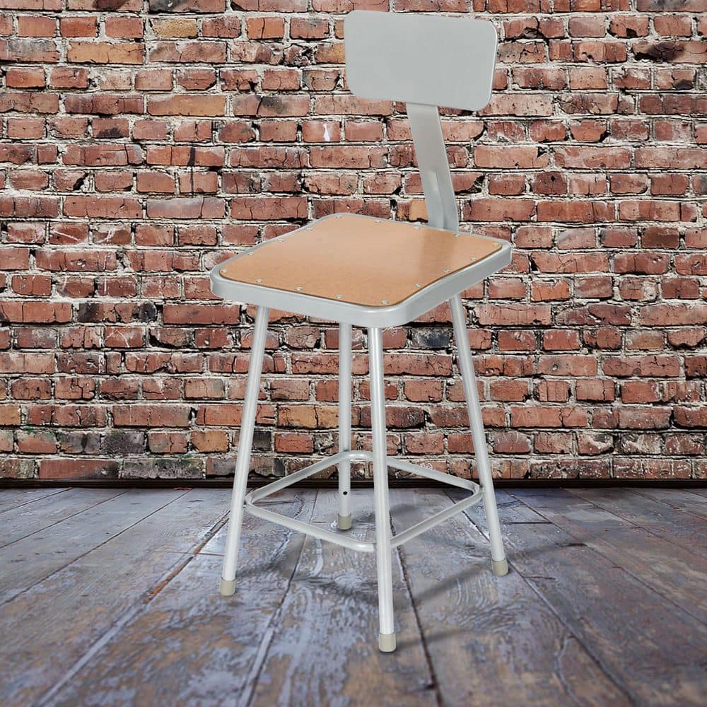 Clint 24 in. H Grey Mid Back Metal Bar Stool With Masonite Seat (Set Of 2) price history on PriceWatchPro