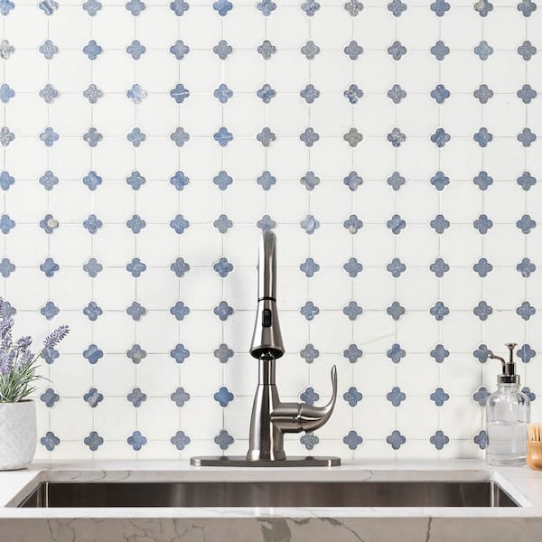 Azula Floret 12 in. x 12 in. x 10 mm Polished Marble Mosaic Tile (10 sq. ft. / case)