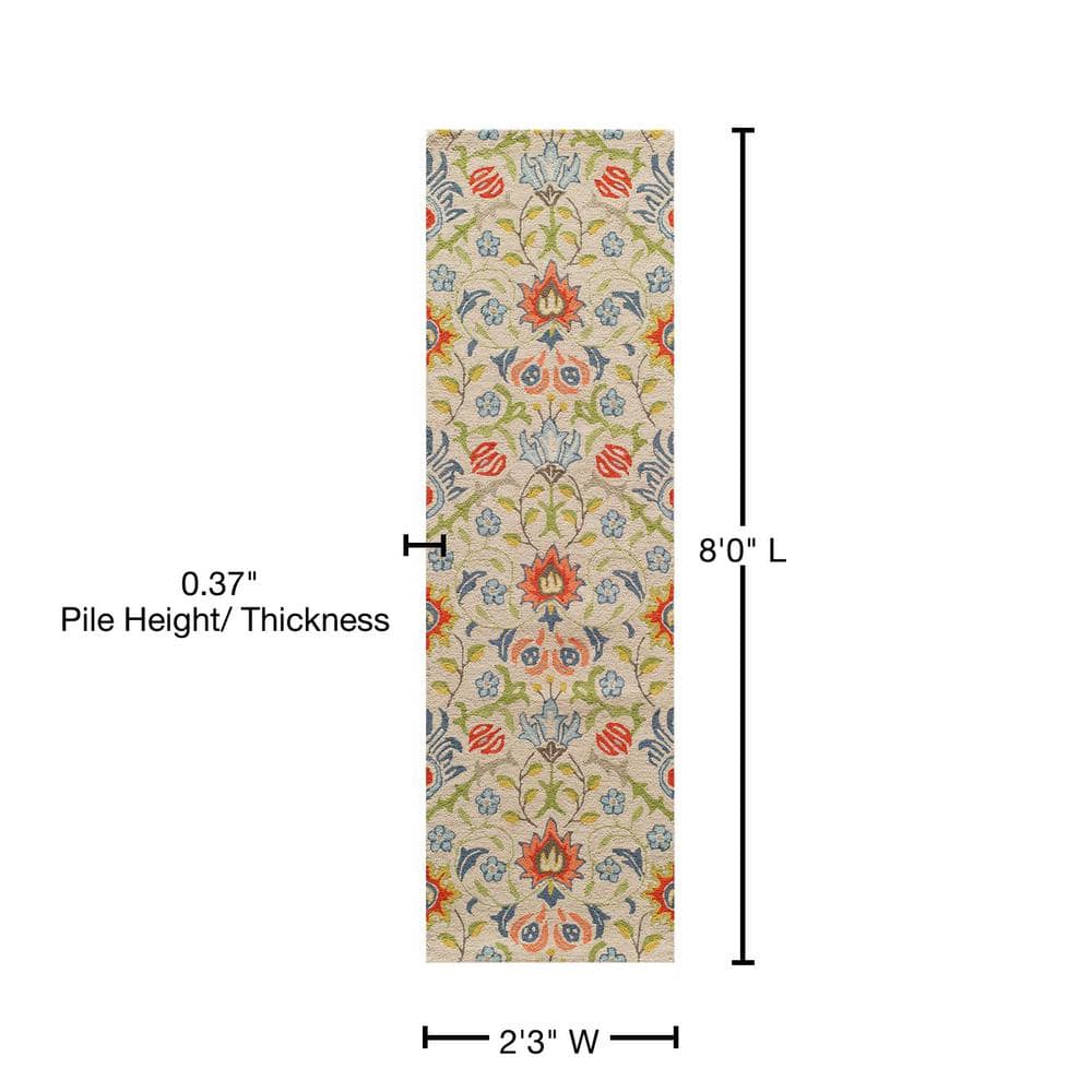 Multicolor Wool Floral Hand-Tufted 2'3" x 8' Runner Rug
