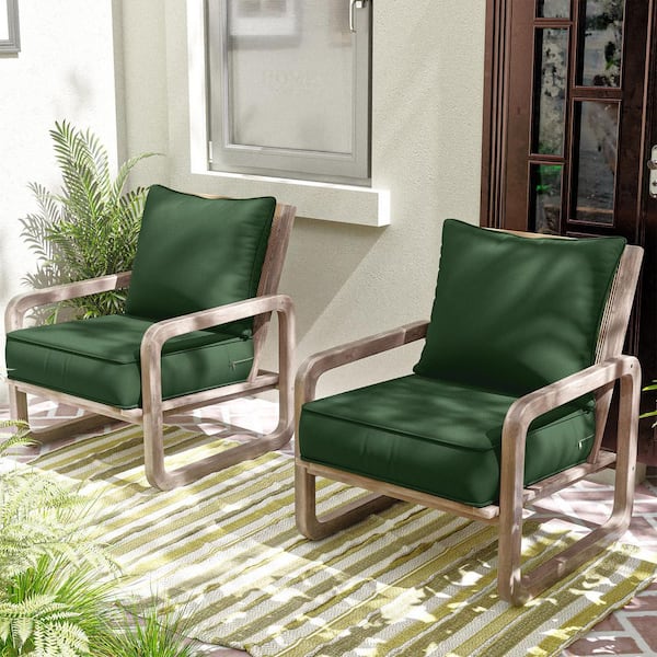 24 in. x 24 in. x 5 in. Square Outdoor Deep Seating Cushion Set Seat and Back Cushion for Lounge Chair Green