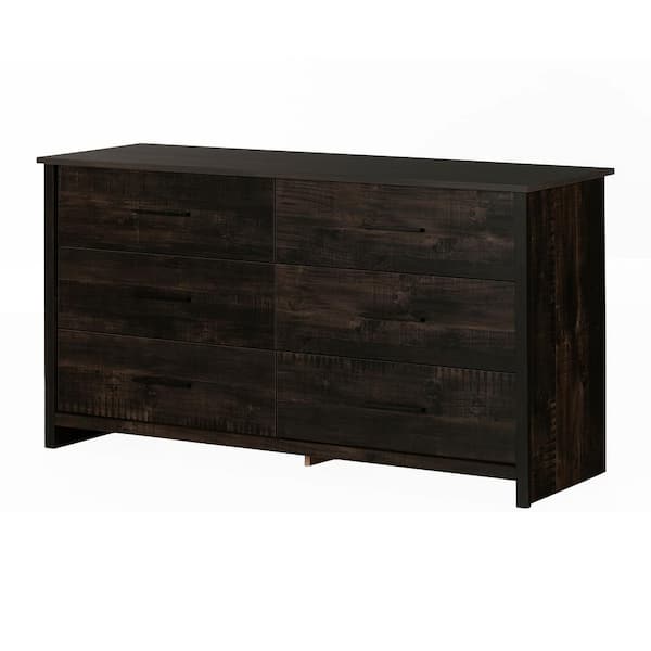 South Shore Fernley, Rubbed Black 6-Drawer 59.25 in. Chest of Drawers