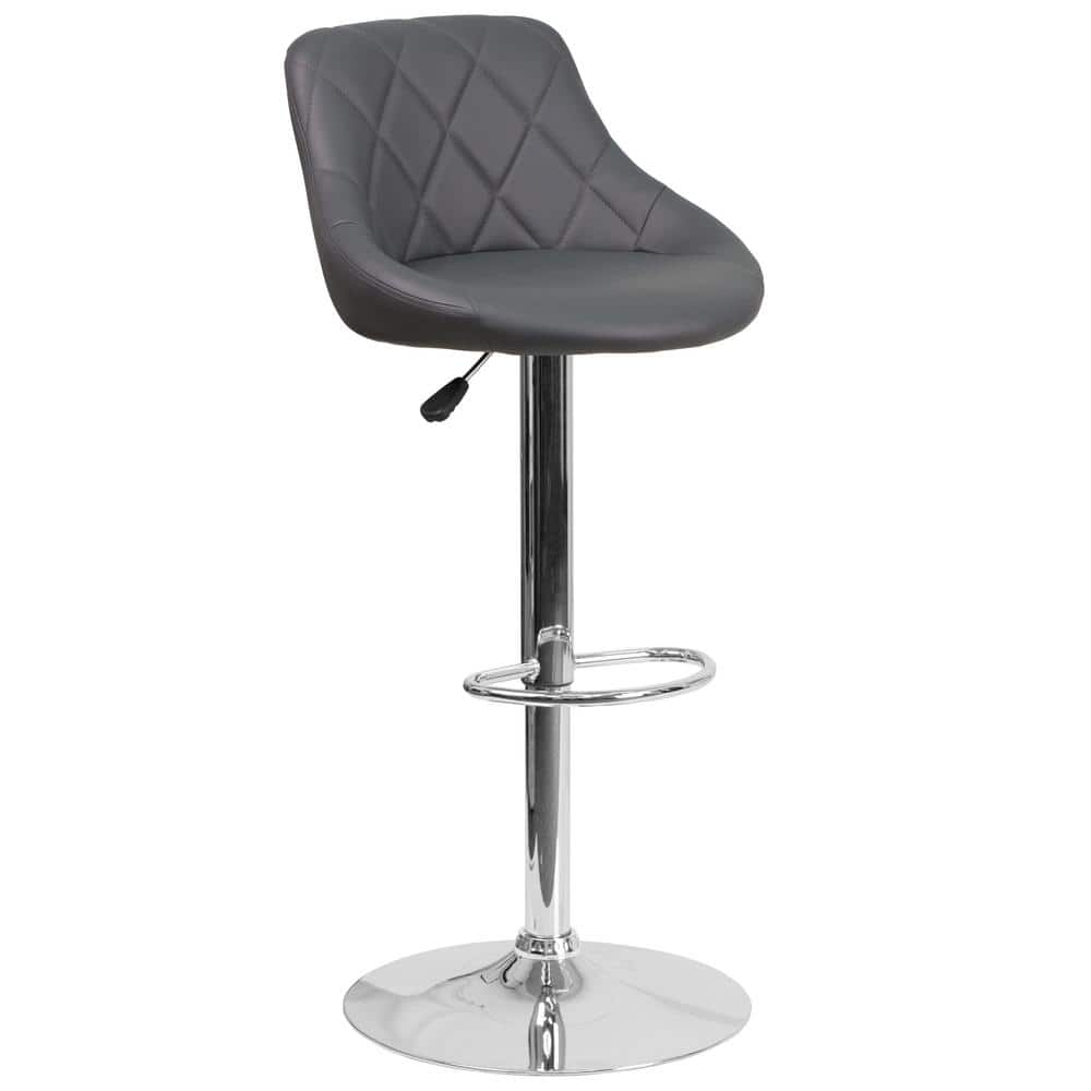 Flash Furniture 32 in. Adjustable Height Gray Cushioned Bar Stool ...