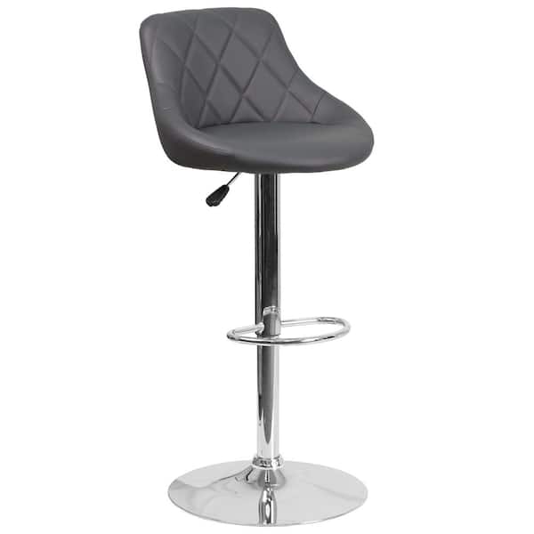 Flash Furniture 32 in. Adjustable Height Gray Cushioned Bar Stool
