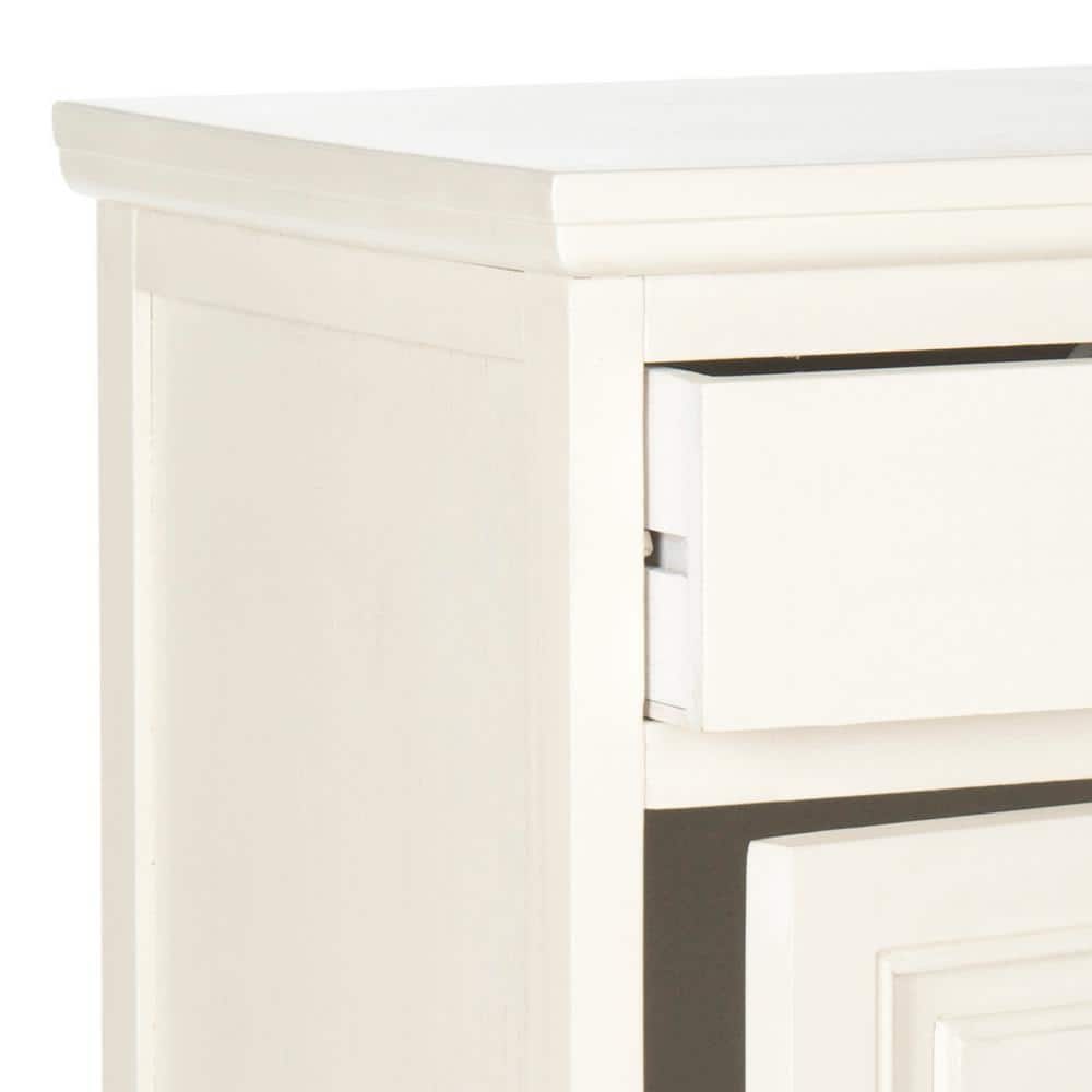 Transitional Hector White Pine Slim Storage Cabinet with Drawer