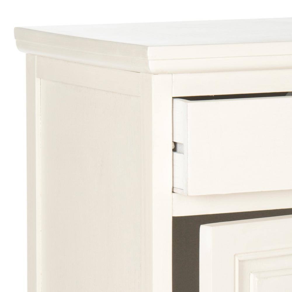 Transitional Hector White Pine Slim Storage Cabinet with Drawer
