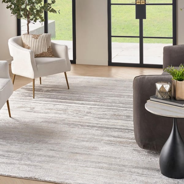 Glam Cream Grey 9 ft. x 12 ft. Contemporary Area Rug