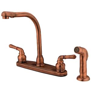 Magellan 2-Handle Deck Mount Centerset Kitchen Faucets with Side Sprayer in Antique Copper