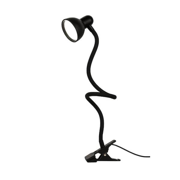 15 in. Black Metal LED Clip-On Desk Lamp with Flexible Gooseneck and 3 Color Modes for Bed Headboard or Computer Use