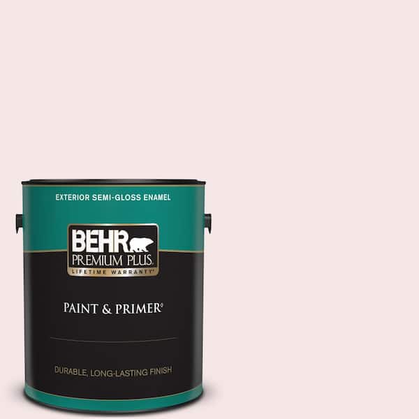 BEHR PREMIUM PLUS 1 gal. #120A-1 Light Chiffon Semi-Gloss Enamel Exterior Paint & Primer