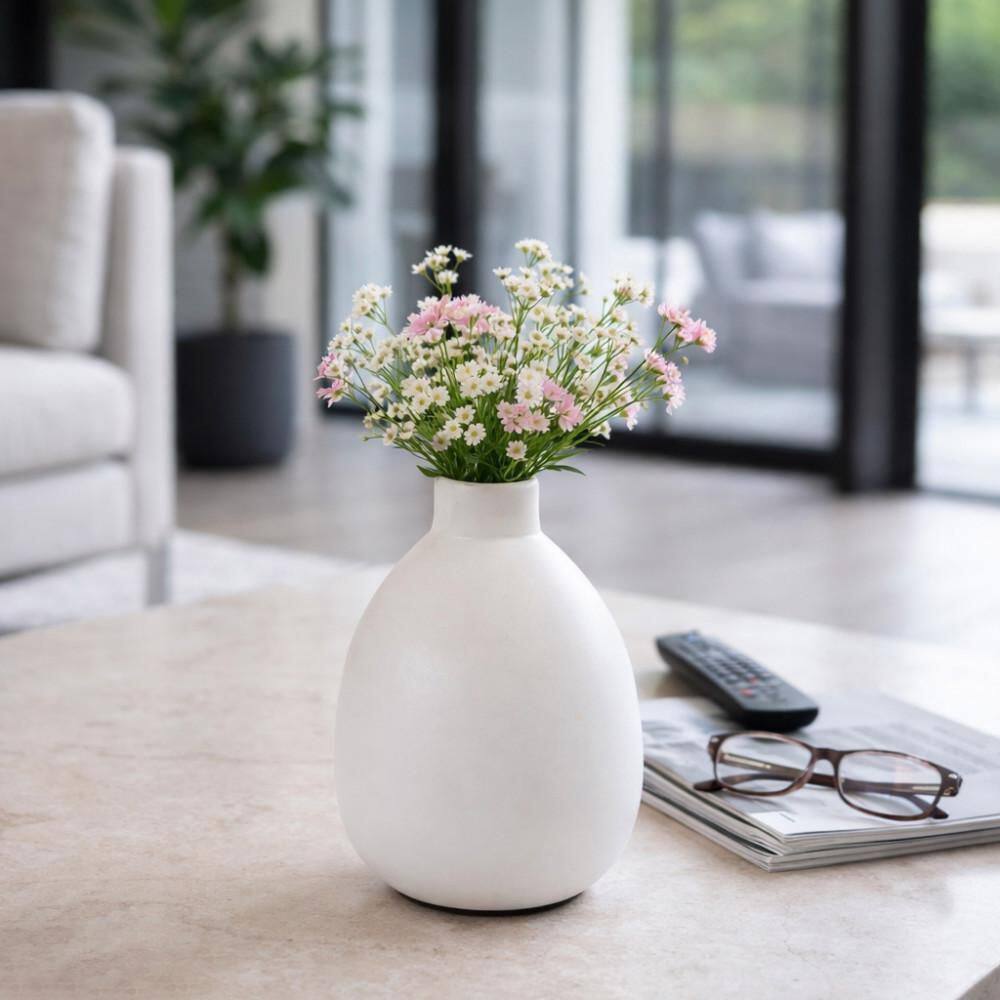 10 in. White Terracotta Rounded Teardrop Decorative Vase price history on PriceWatchPro